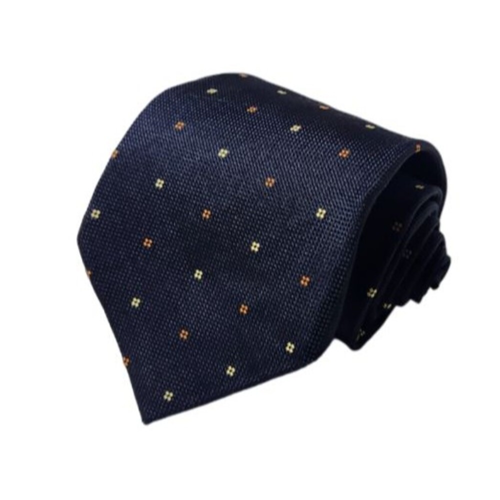 Ermenegildo Zegna 100% Silk Mens Necktie Tie Navy Blue Geometric Su Misura